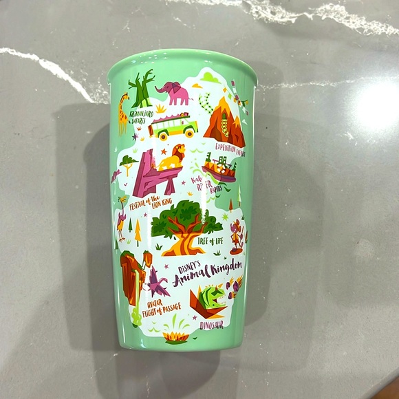 Animal Kingdom Map Disney Starbuck Sipping Cup Green - Picture 1 of 6